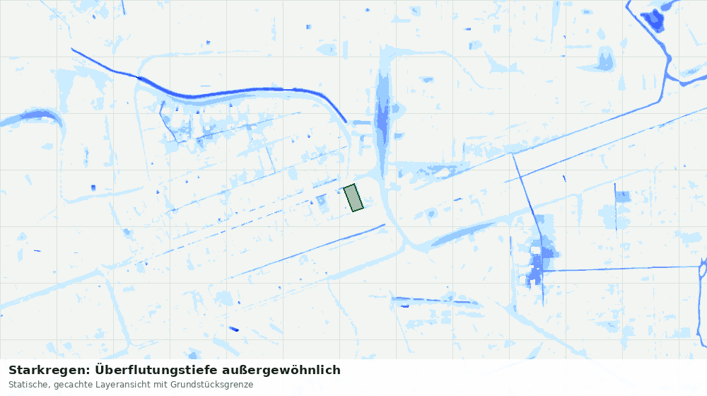 Statische Kartenansicht: Starkregen: Überflutungstiefe außergewöhnlich