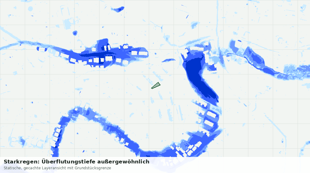 Statische Kartenansicht: Starkregen: Überflutungstiefe außergewöhnlich