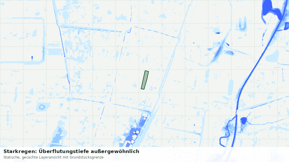 Statische Kartenansicht: Starkregen: Überflutungstiefe außergewöhnlich