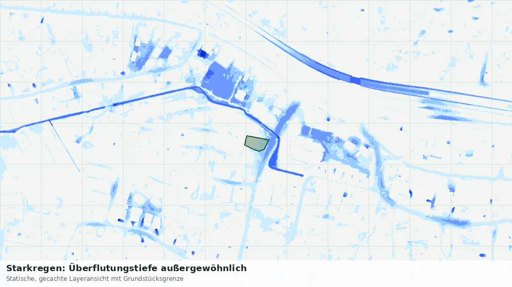 Statische Kartenansicht: Starkregen: Überflutungstiefe außergewöhnlich