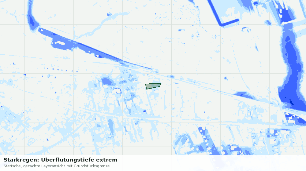Statische Kartenansicht: Starkregen: Überflutungstiefe extrem