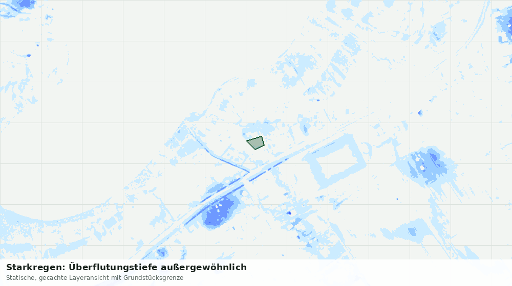 Statische Kartenansicht: Starkregen: Überflutungstiefe außergewöhnlich