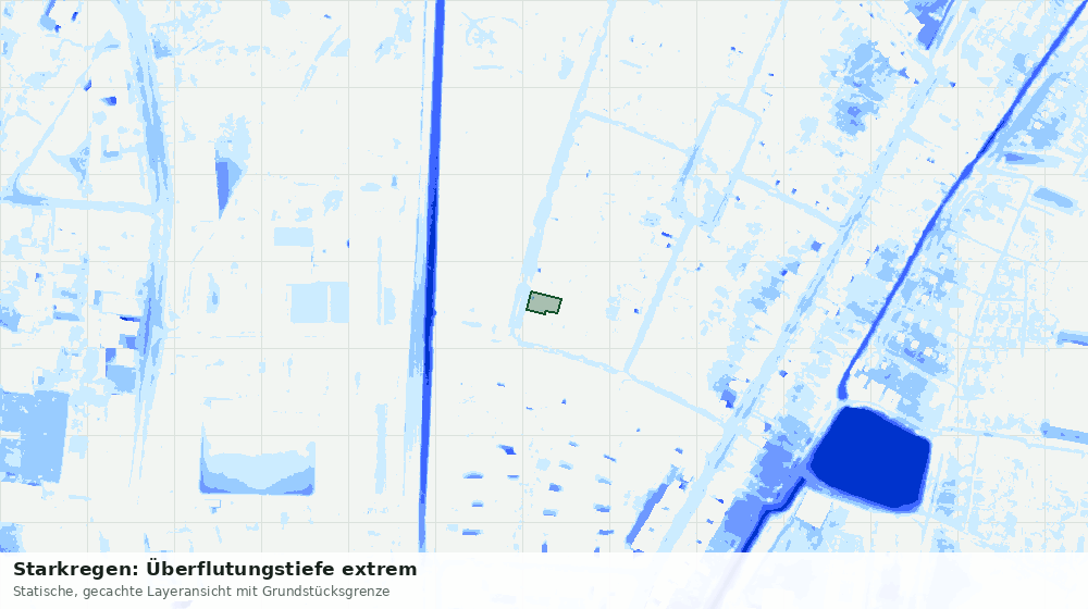 Statische Kartenansicht: Starkregen: Überflutungstiefe extrem