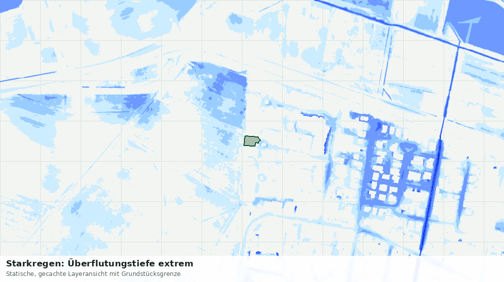 Statische Kartenansicht: Starkregen: Überflutungstiefe extrem