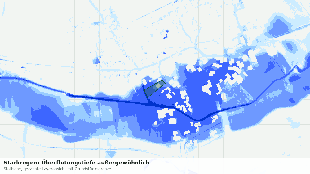 Statische Kartenansicht: Starkregen: Überflutungstiefe außergewöhnlich