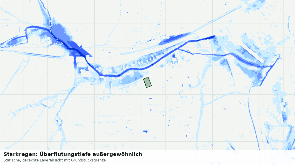 Statische Kartenansicht: Starkregen: Überflutungstiefe außergewöhnlich