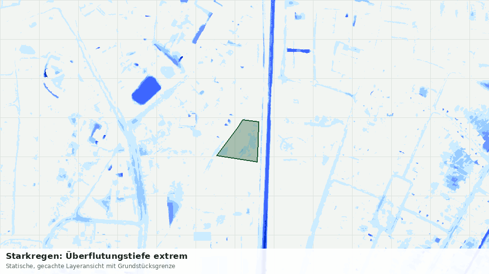 Statische Kartenansicht: Starkregen: Überflutungstiefe extrem