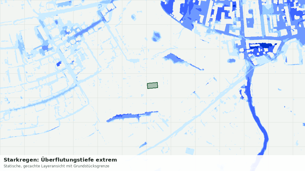 Statische Kartenansicht: Starkregen: Überflutungstiefe extrem