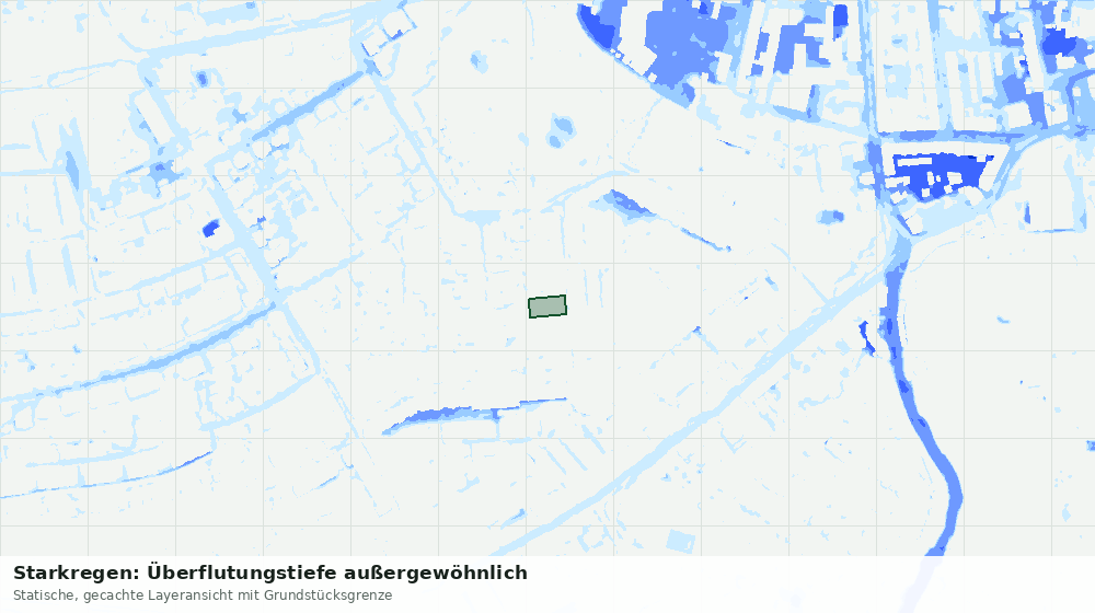 Statische Kartenansicht: Starkregen: Überflutungstiefe außergewöhnlich