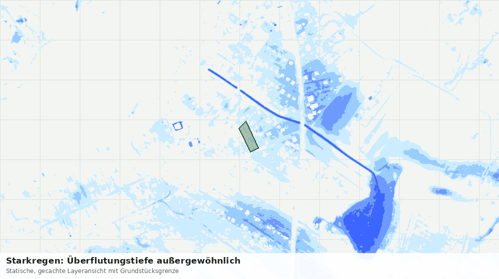 Statische Kartenansicht: Starkregen: Überflutungstiefe außergewöhnlich