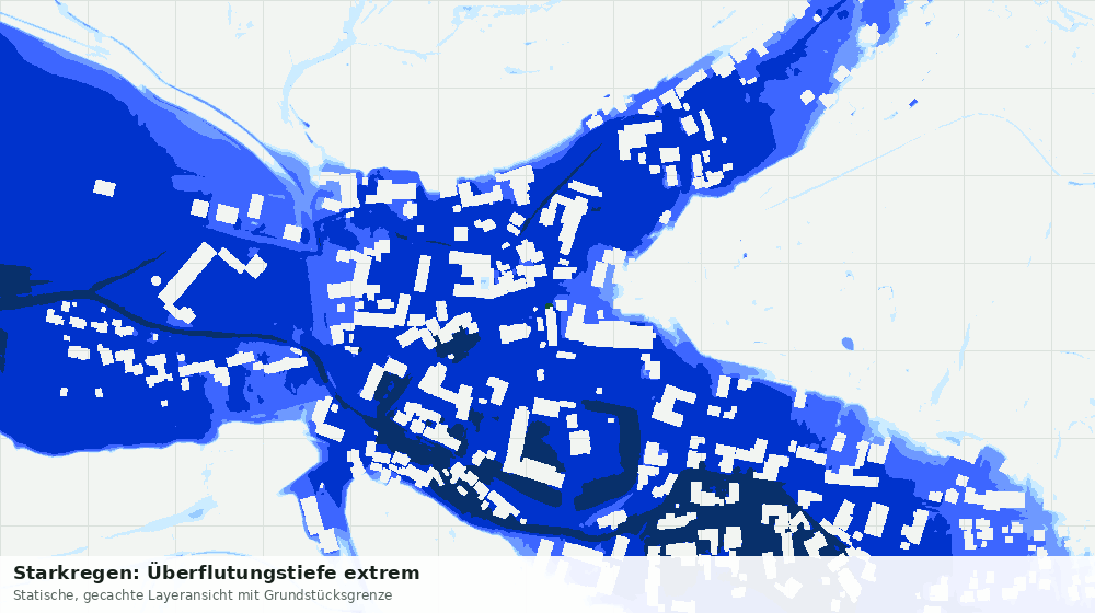 Statische Kartenansicht: Starkregen: Überflutungstiefe extrem