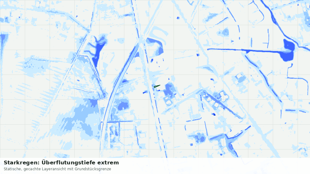 Statische Kartenansicht: Starkregen: Überflutungstiefe extrem