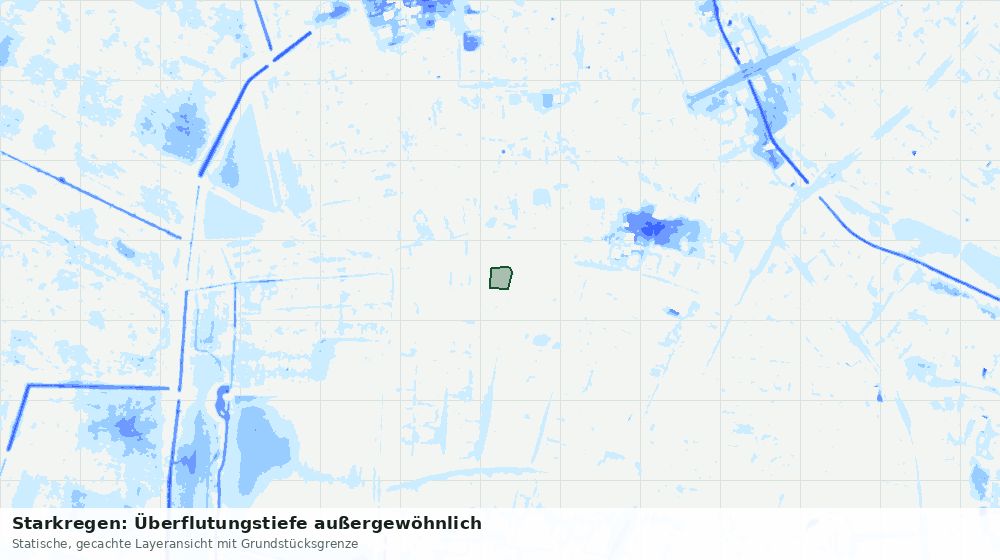 Statische Kartenansicht: Starkregen: Überflutungstiefe außergewöhnlich