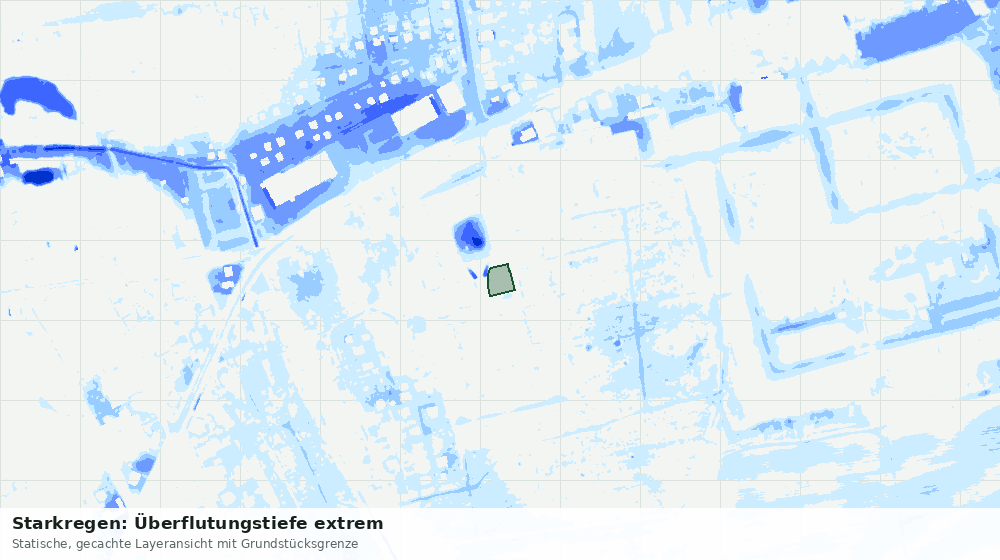 Statische Kartenansicht: Starkregen: Überflutungstiefe extrem
