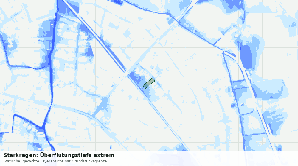 Statische Kartenansicht: Starkregen: Überflutungstiefe extrem