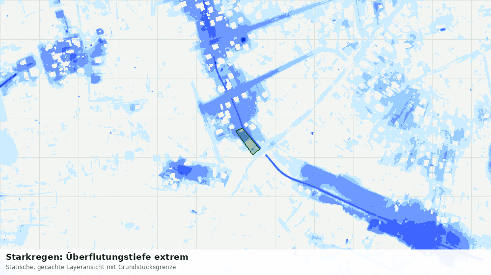 Statische Kartenansicht: Starkregen: Überflutungstiefe extrem
