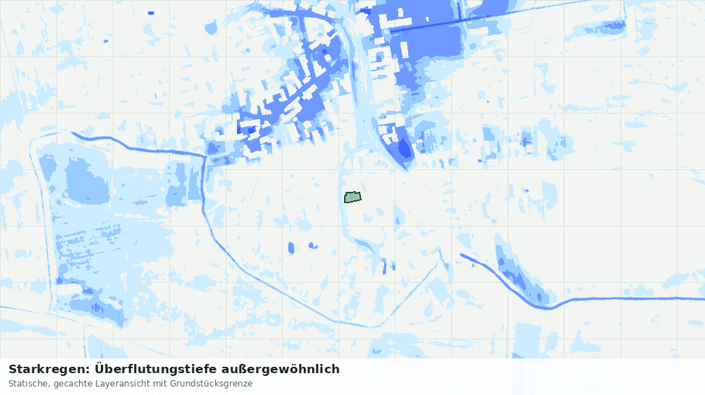 Statische Kartenansicht: Starkregen: Überflutungstiefe außergewöhnlich
