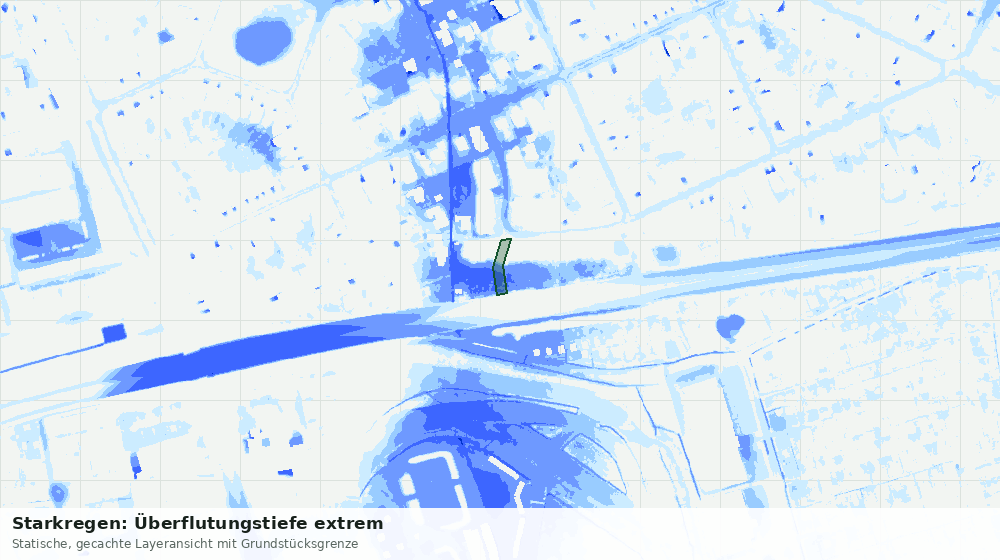 Statische Kartenansicht: Starkregen: Überflutungstiefe extrem