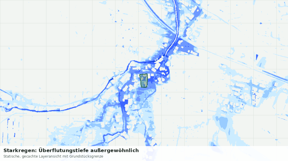 Statische Kartenansicht: Starkregen: Überflutungstiefe außergewöhnlich