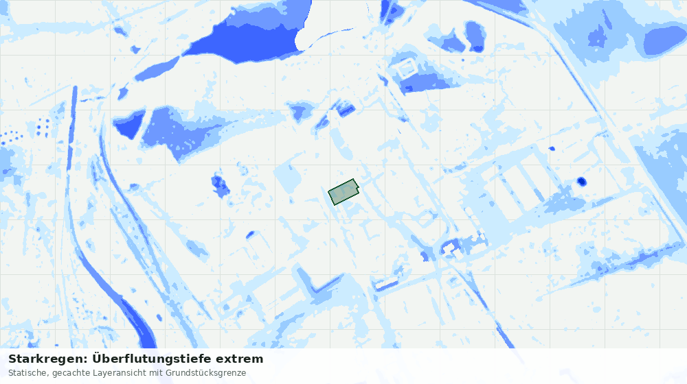 Statische Kartenansicht: Starkregen: Überflutungstiefe extrem