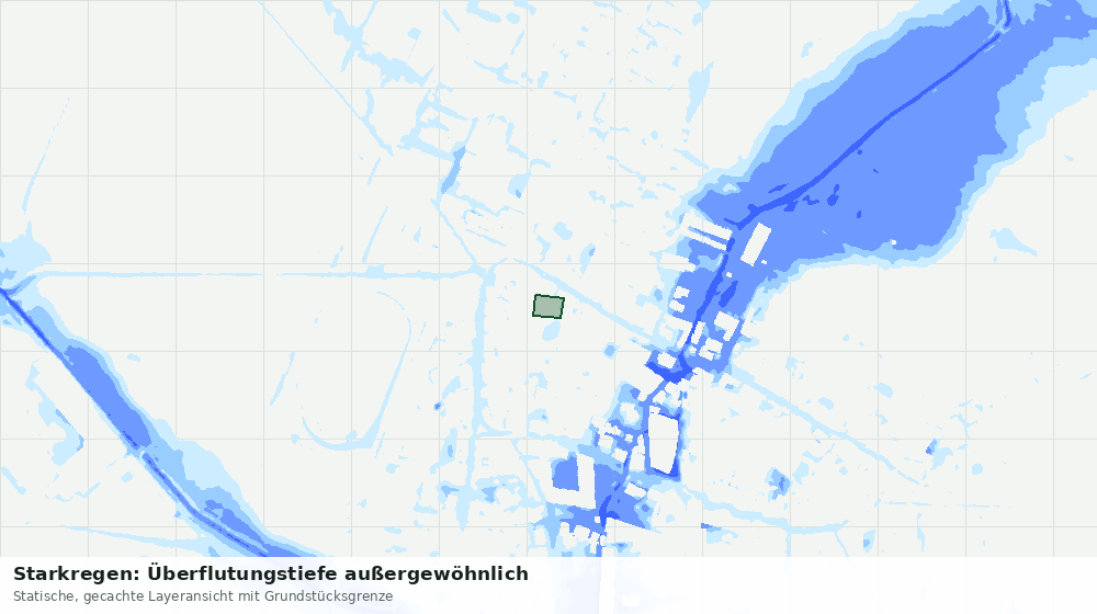 Statische Kartenansicht: Starkregen: Überflutungstiefe außergewöhnlich