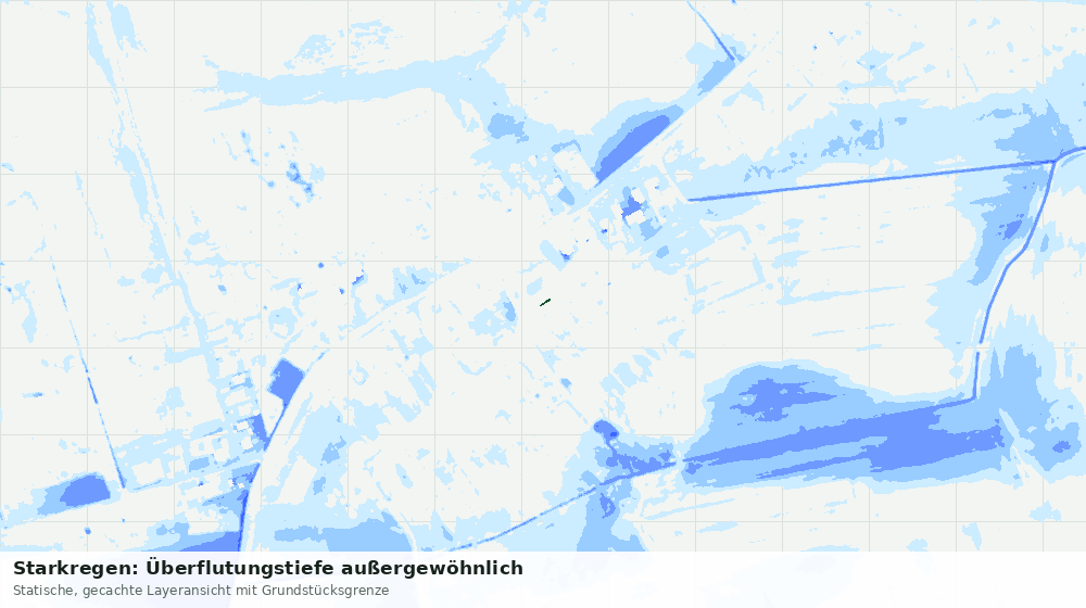 Statische Kartenansicht: Starkregen: Überflutungstiefe außergewöhnlich