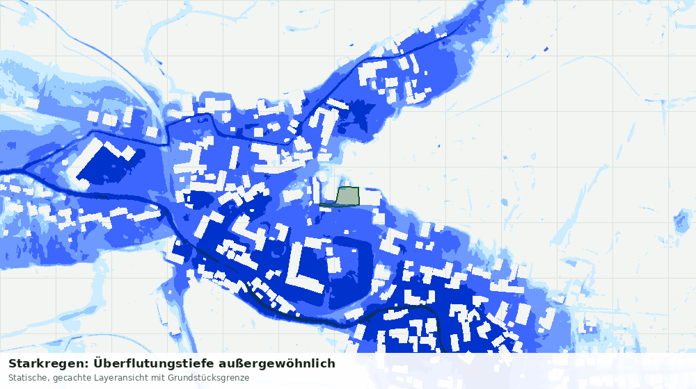 Statische Kartenansicht: Starkregen: Überflutungstiefe außergewöhnlich