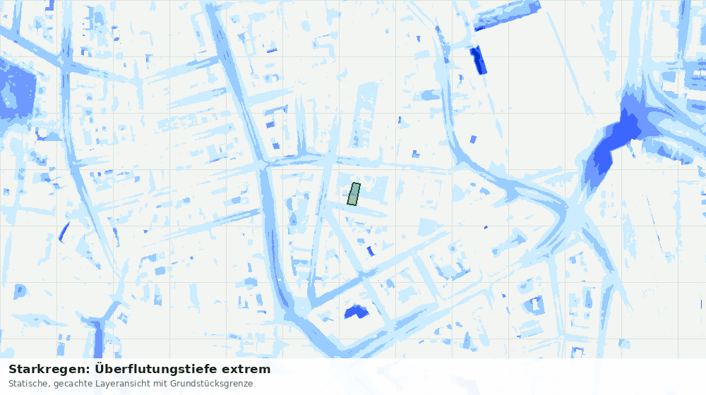 Statische Kartenansicht: Starkregen: Überflutungstiefe extrem
