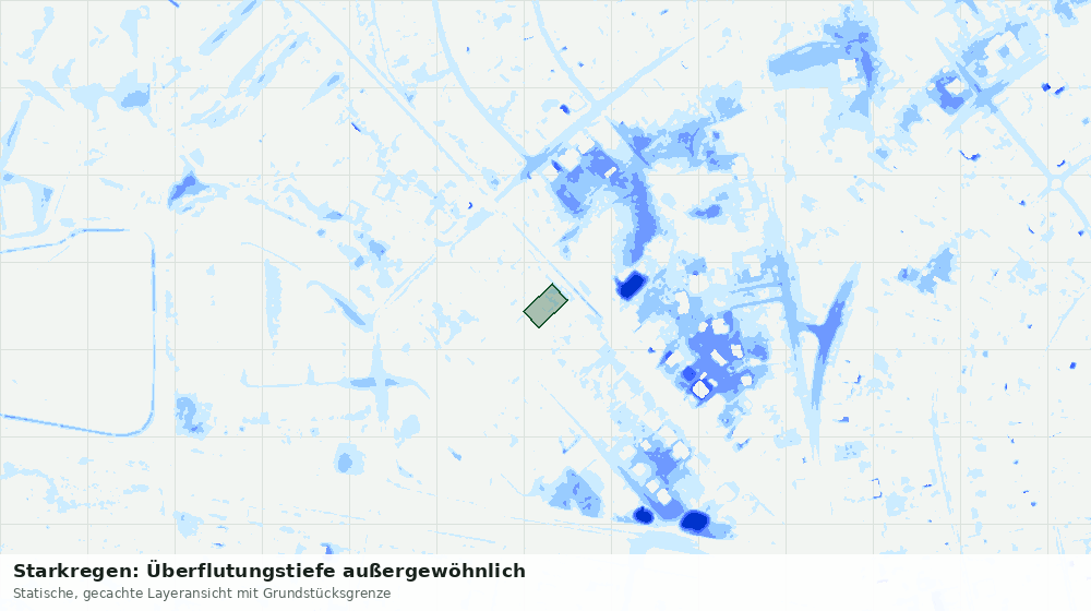 Statische Kartenansicht: Starkregen: Überflutungstiefe außergewöhnlich