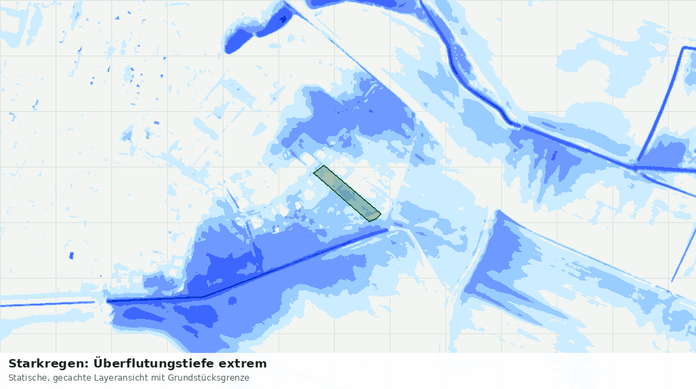 Statische Kartenansicht: Starkregen: Überflutungstiefe extrem