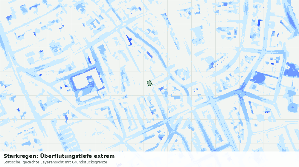 Statische Kartenansicht: Starkregen: Überflutungstiefe extrem