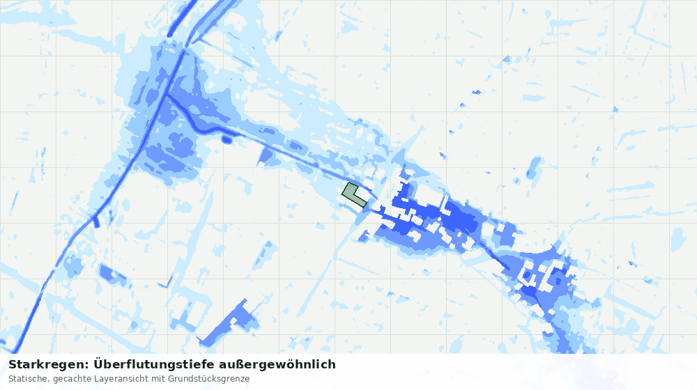Statische Kartenansicht: Starkregen: Überflutungstiefe außergewöhnlich