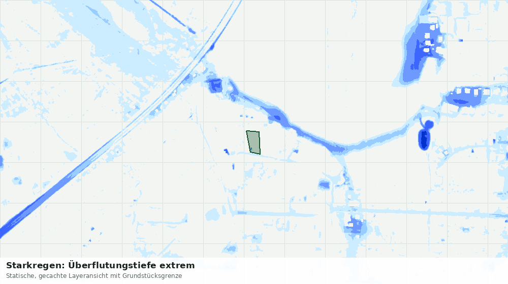 Statische Kartenansicht: Starkregen: Überflutungstiefe extrem