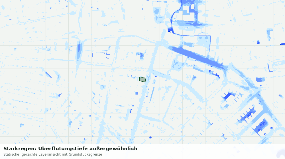 Statische Kartenansicht: Starkregen: Überflutungstiefe außergewöhnlich
