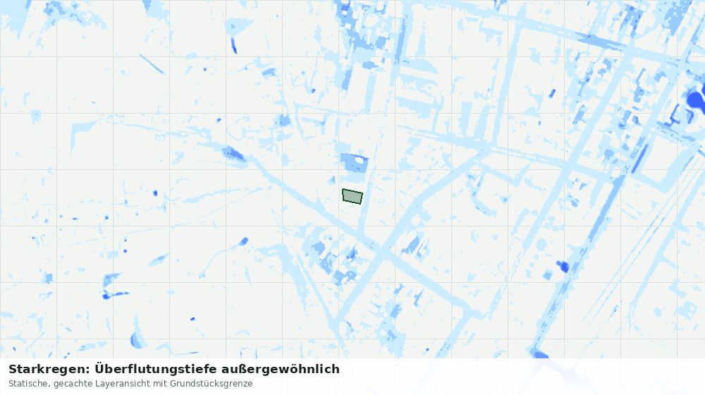 Statische Kartenansicht: Starkregen: Überflutungstiefe außergewöhnlich