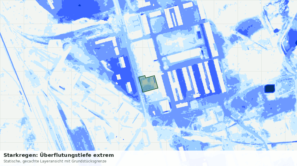 Statische Kartenansicht: Starkregen: Überflutungstiefe extrem