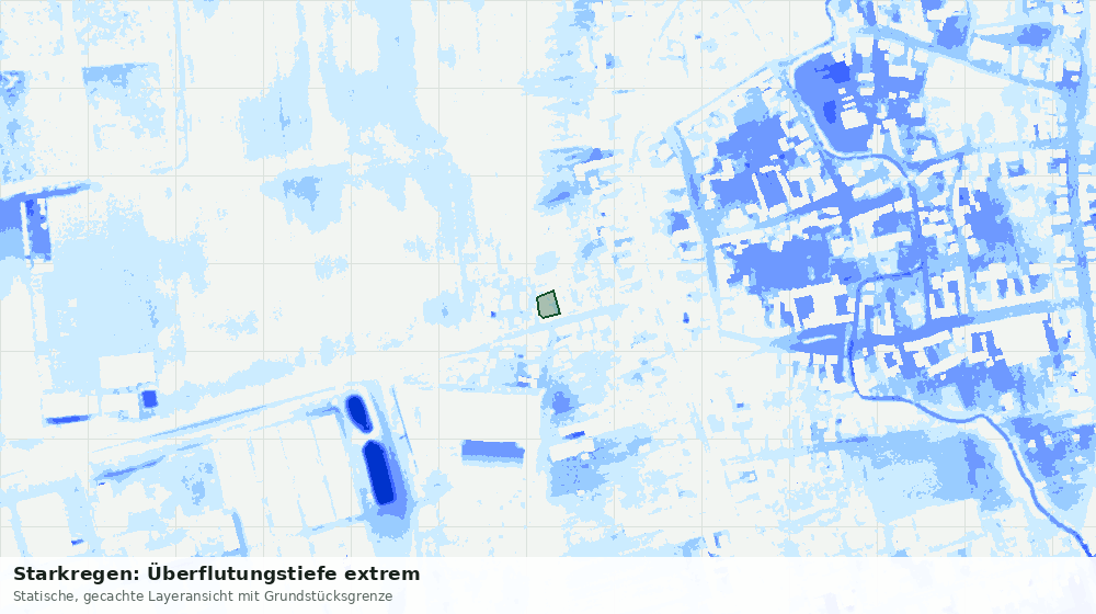 Statische Kartenansicht: Starkregen: Überflutungstiefe extrem