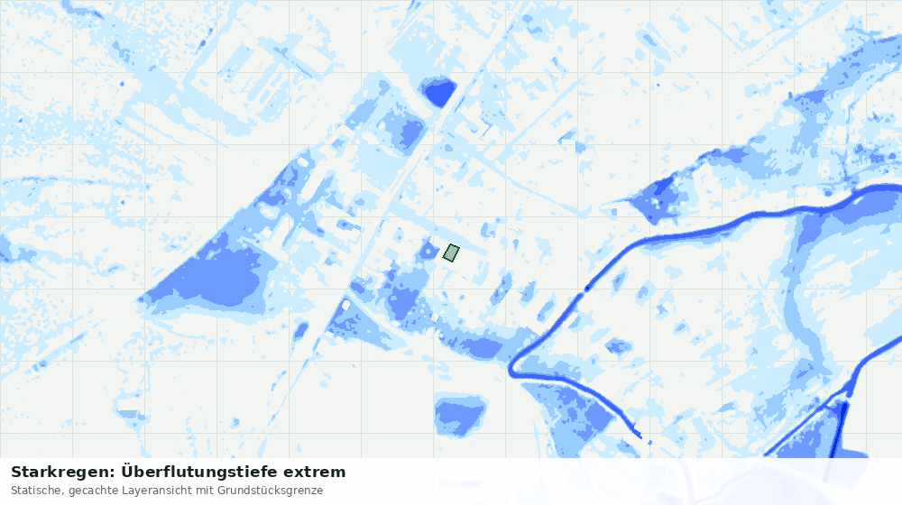 Statische Kartenansicht: Starkregen: Überflutungstiefe extrem