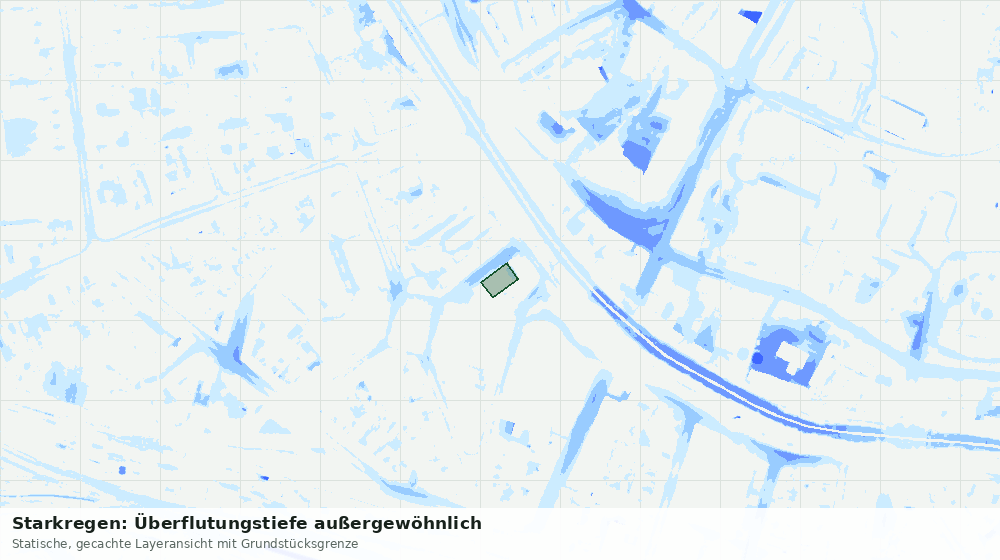 Statische Kartenansicht: Starkregen: Überflutungstiefe außergewöhnlich