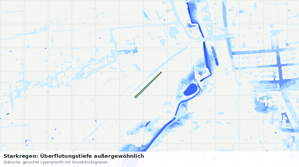 Statische Kartenansicht: Starkregen: Überflutungstiefe außergewöhnlich