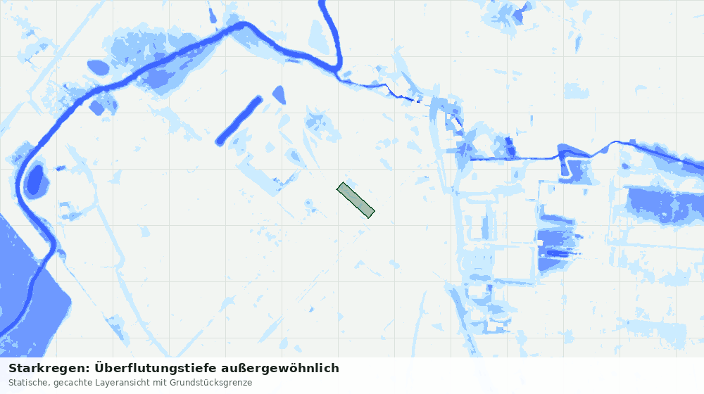 Statische Kartenansicht: Starkregen: Überflutungstiefe außergewöhnlich