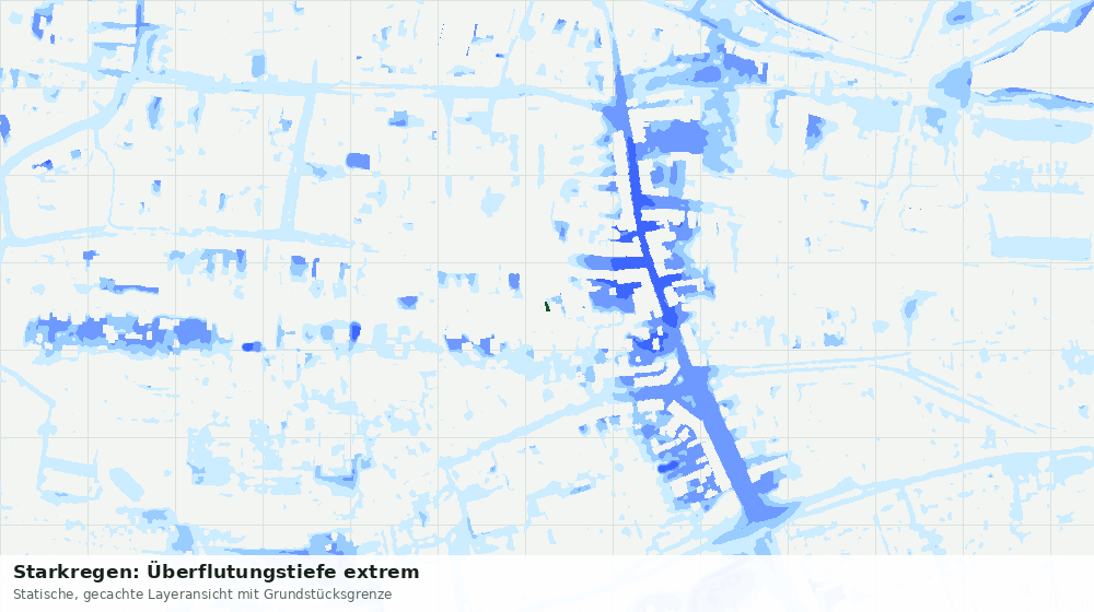 Statische Kartenansicht: Starkregen: Überflutungstiefe extrem