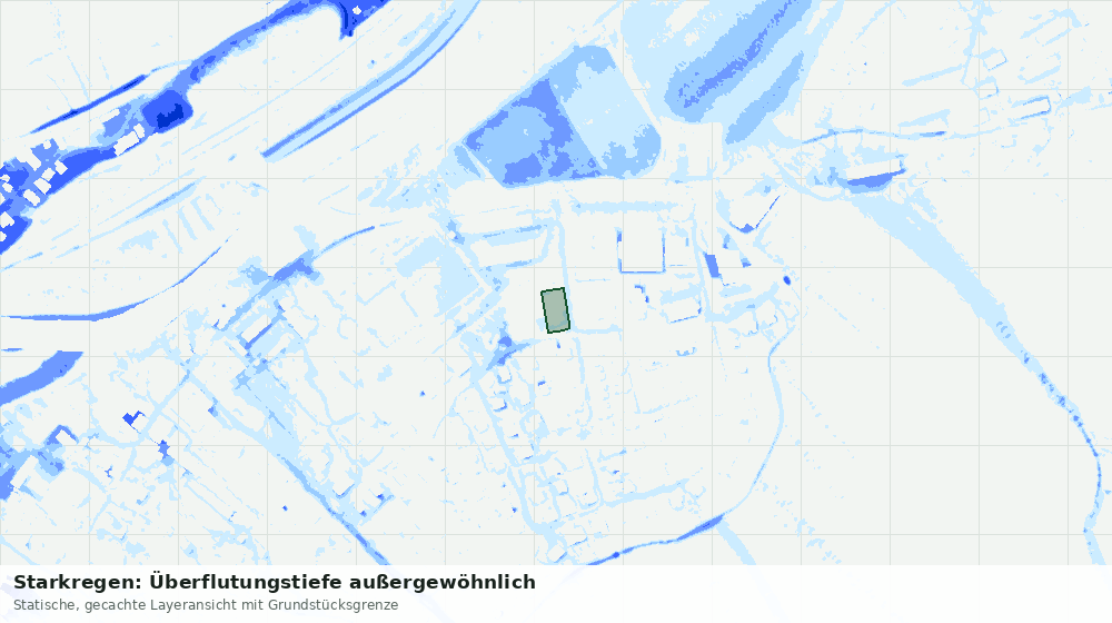 Statische Kartenansicht: Starkregen: Überflutungstiefe außergewöhnlich