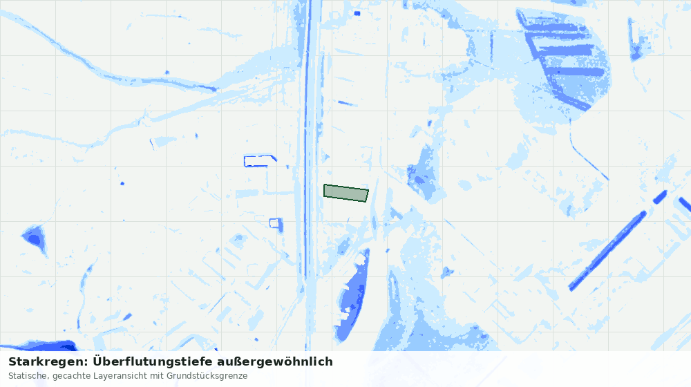 Statische Kartenansicht: Starkregen: Überflutungstiefe außergewöhnlich