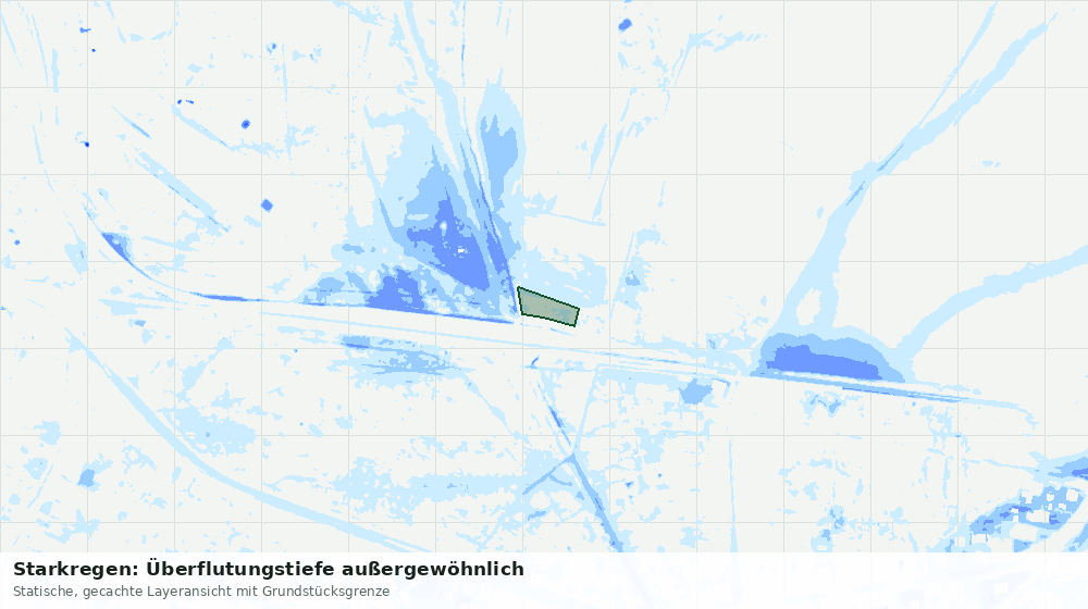 Statische Kartenansicht: Starkregen: Überflutungstiefe außergewöhnlich