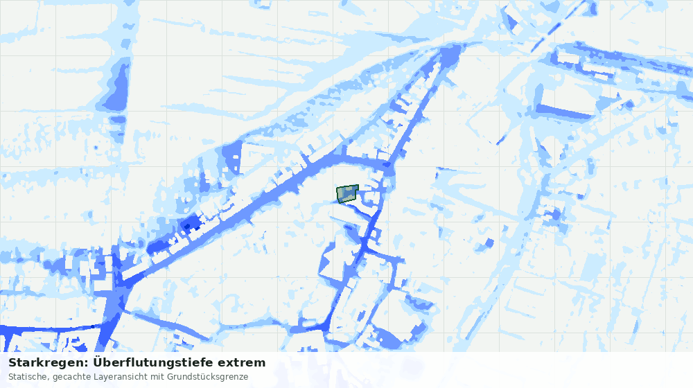 Statische Kartenansicht: Starkregen: Überflutungstiefe extrem