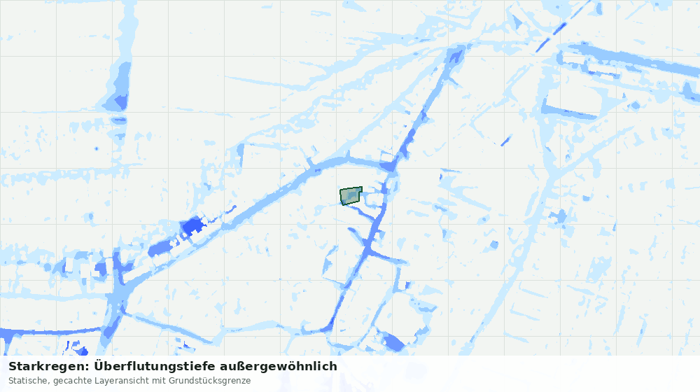 Statische Kartenansicht: Starkregen: Überflutungstiefe außergewöhnlich