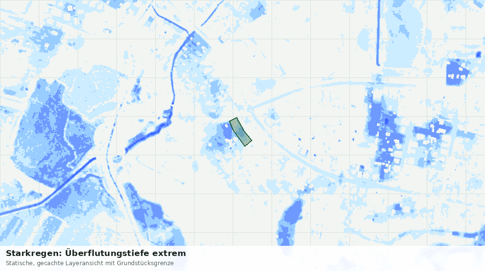 Statische Kartenansicht: Starkregen: Überflutungstiefe extrem