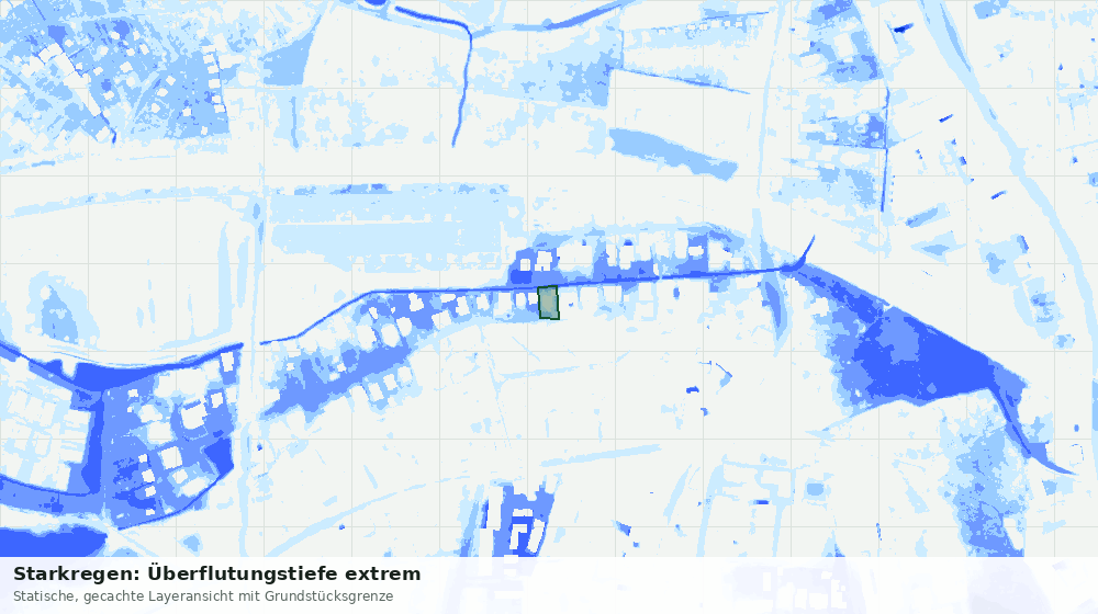 Statische Kartenansicht: Starkregen: Überflutungstiefe extrem