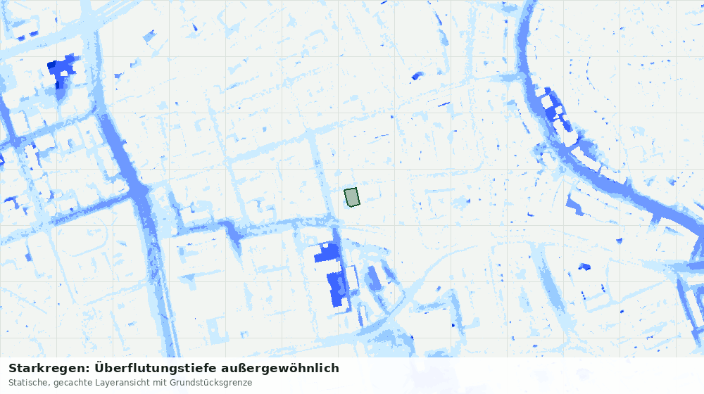 Statische Kartenansicht: Starkregen: Überflutungstiefe außergewöhnlich